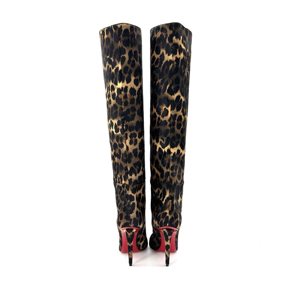 NEW Christian Louboutin Astrilarge Botta 100 Leopard Print Pointed Toe Boots 36 - Picture 4 of 8